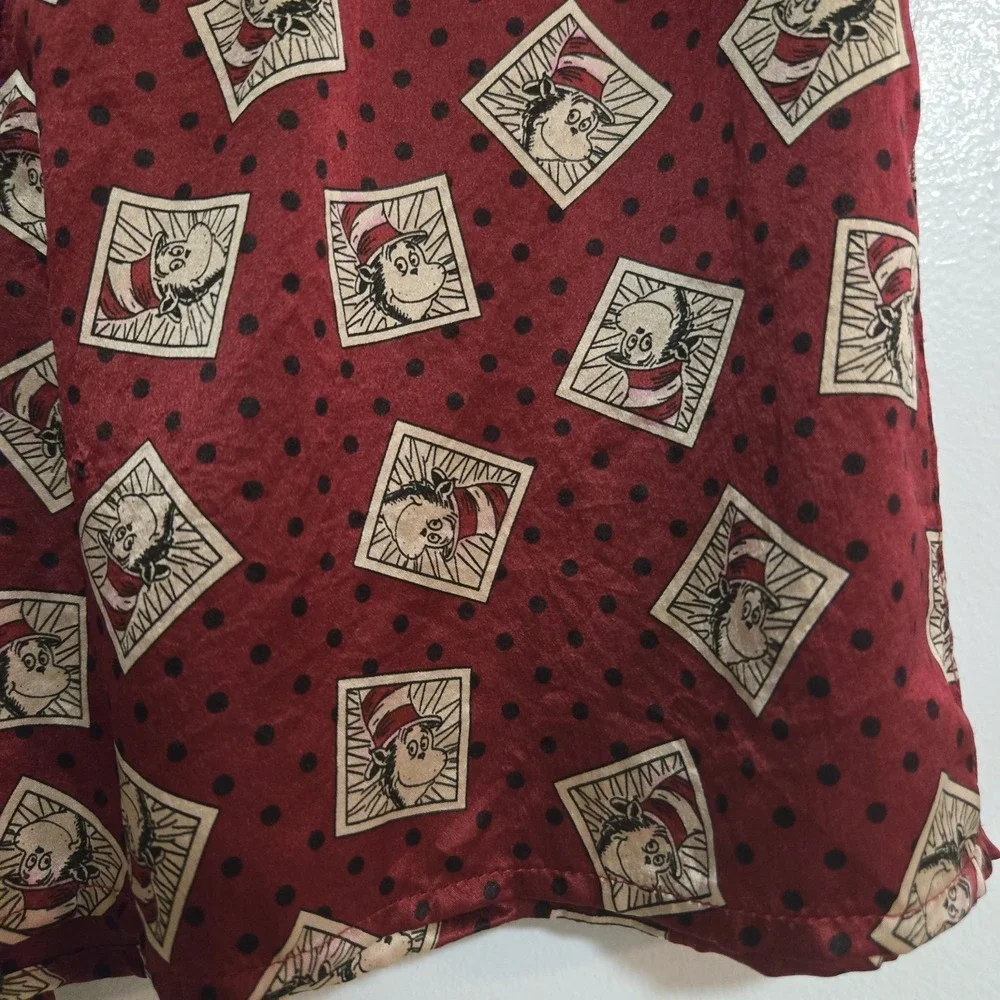 Dr. Seuss Sz M (30-32) Cat In The Hat Red SILK Boxer Shorts Pajamas 1994 Vintage